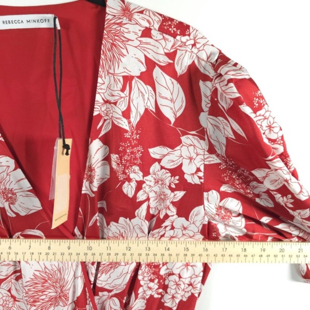 NWT REBECCA MINKOFF Mary Wrap Up Tie‎ Floral Flowy Midi Dress MEDIUM - Picture 7 of 14
